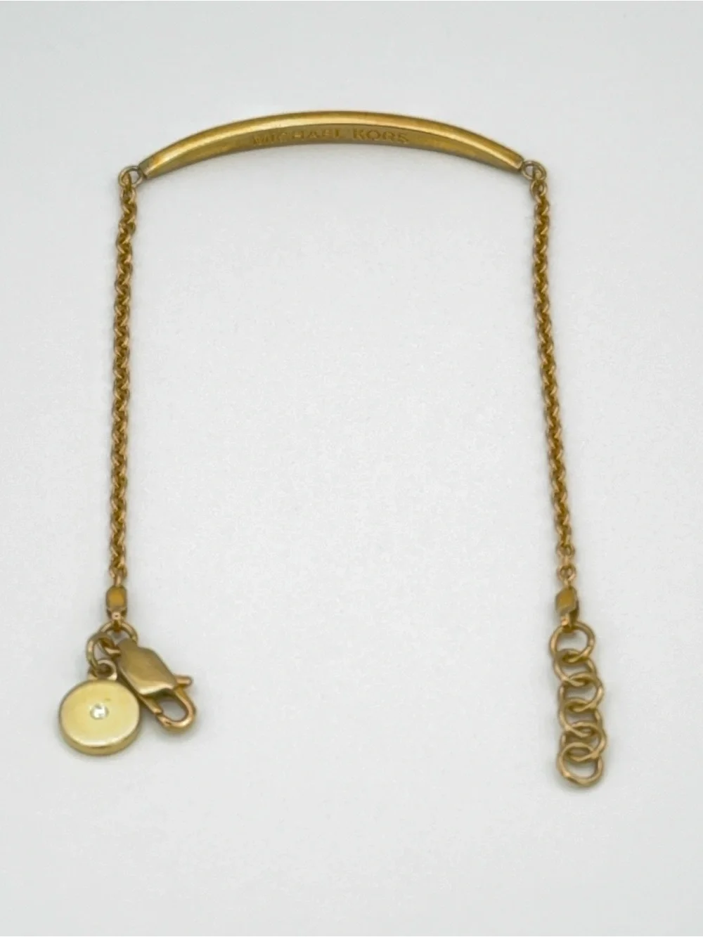 Gold-tone MK Michael Kors pavé curved bar Bracelet